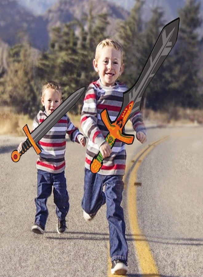MLcnleS Foam Swords Weapons Toy for Boys - 17 inch Foam Sword Axe Hammer 5 Pack Set - Kids Ninja Toy Pretend Playset for Boys & Girls Present - Image 5
